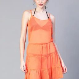 Oxolloxo Orange Polyester Relaxed Fit Beachwear Dress-image-17
