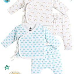 The Mom Store Multicolor Cotton Printed Baby Pajama Set - Pack of 2-image-36