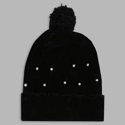 Elle Girls Black Embellished Beanie Cap-image-18