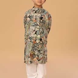 The Mini Trunk Boys Floral Printed Band Collar Kurta With Trousers-30
