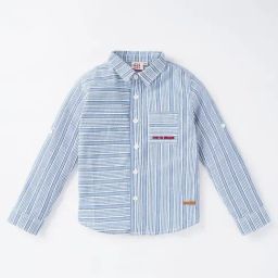 Ed-a-Mamma Kids Blue Striped Full Sleeves Shirt-image-37