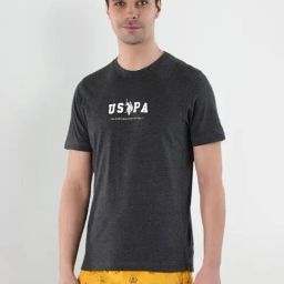 U.S. Polo Assn. Grey Cotton Regular Fit Printed Lounge T-Shirt-image-75