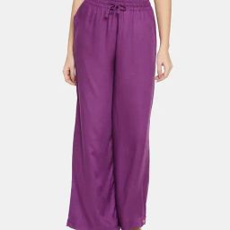 TWIN BIRDS Purple Mid Rise Palazzos-picture-32