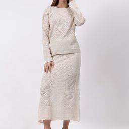 Fashion Gaiia Self Design Top & Midi Skirt Co-Ord Set-image-19