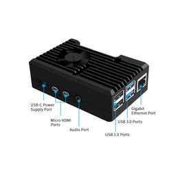 Raspberry Pi 4 Armor Case, Passive Aluminum Alloy Case With Cooling Fan For Raspberry Pi 4 Model B (3510 Fan)- RS2654Raspberry Pi 4 Armor Case, Passive Aluminum Alloy Case With Cooling Fan For Raspberry Pi 4 Model B (3510 Fan)- RS2654 image 5