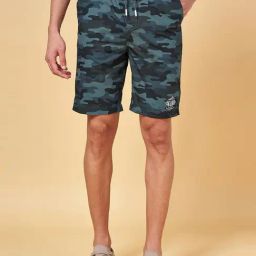 Urban Ranger by Pantaloons Navy Cotton Slim Fit Camouflage Shorts-picture-14