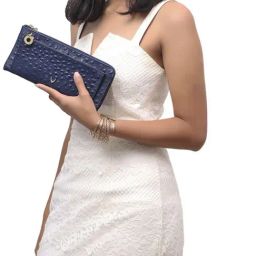 Hidesign Romance W1 RF Navy Textured Rfid Wallet for Women-image-1