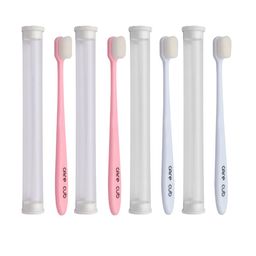 CARE CUB Set Of 4 Ultra Soft Nano 10,000 Flat Bristles Oral Gum Toothbrush - White & Pink-11