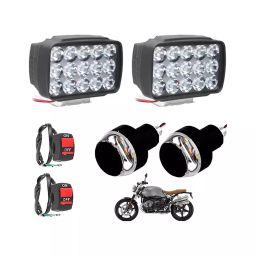 A4S 15 LED Fog Light with Indicator Light and Switch -White and Blue (Pack of 6)-12