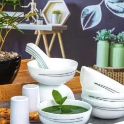 Cello White Opalware Royal Soup Bowl Set-2