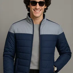 RENUOVO Men Mock Collar Colourblocked Padded Jacket-picture-30