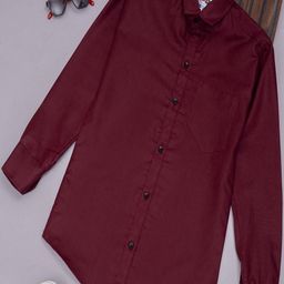 Qurobri Boys Maroon Solid Long Sleeves Comfort Casual Shirt-image-90