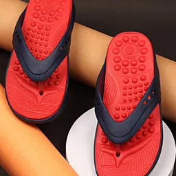 NEOZ Men Navy Blue & Red Rubber Slip-On-picture-22
