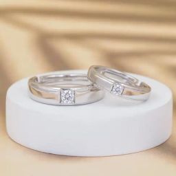 Ornate Jewels 92.5 Sterling Silver Adjustable Couple Rings for Men & Women-image-32