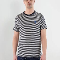 U.S. Polo Assn. Grey Cotton Regular Fit Striped Lounge T-Shirt-image-74