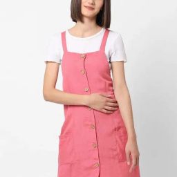 VASTRADO Pink Cotton Pinafore Dress-picture-33