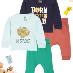 The Mom Store Orange Cotton Infant Top With Bottom Set-image-60