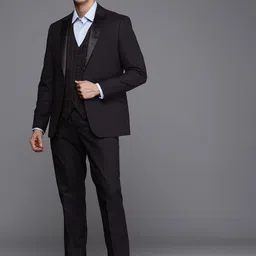 Louis Philippe Men Self-Design Checked Single-Breasted Slim Fit 3-Piece Formal Suit-image-8