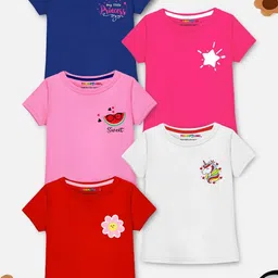 YK X Trampoline Girls Pack Of 5 Printed Applique T-shirt-image-95