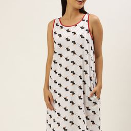 Sleepy Gals White Printed Nightdress-image-19