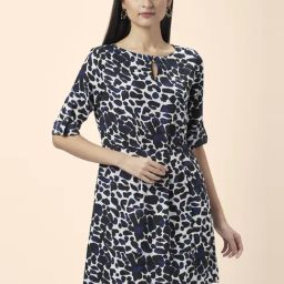 Annabelle by Pantaloons Blue Printed Shift Dress-image-24