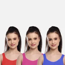 FIMS: Fashion is my Style Blue & Pink Sports Bras - Pack Of 3-image-45