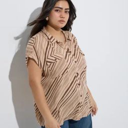 Gia by Westside Brown Printed Pattern Shirt-picture-28