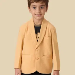 Kids Island Boys Beige Printed Regular Fit Blazer with T-Shirt-image-32