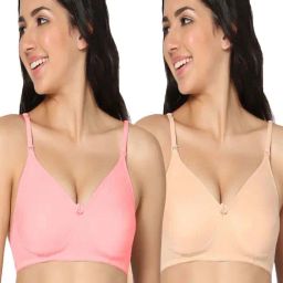 IN CARE Pink & Beige Cotton T-Shirt Bras - Pack Of 2-picture-23