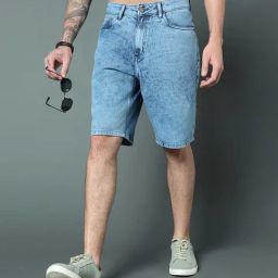 High Star Blue Regular Fit Denim Shorts-picture-34