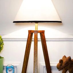 Kapoor Lamp Shades Honey & White Wood Griffith Tripod Cotton Shade Table Lamp-image-83