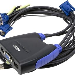 ATEN 4-Port USB 2.0 Cable-Built-in KVM Switch with Audio Support CS64US (Gray) image 2