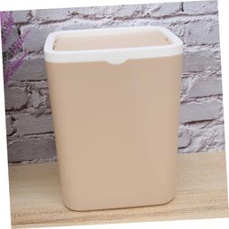 MAGICLULU Mini Desktop Garbage Can with Lid Safe Plastic Easy to Clean for Home Office Car Desk Trash Can Small Waste Container Organized Storage Khaki image 2