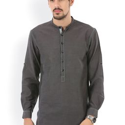 even Charcoal Grey Short Kurta-image-11
