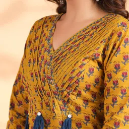 vbuyz KALINI Floral Printed Sequinned Pure Cotton Kurta with Palazzos & Dupatta image 2