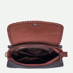 ZOUK Abstract Printed Structured Sling Bag with Cut Work image 3
