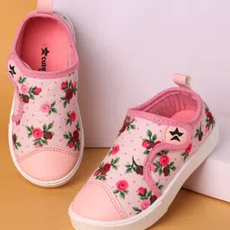 Cute Walk by Babyhug Casual Shoes With Velcro Closure Floral Design -  Pink-picture-7