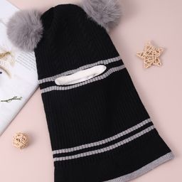 Babyhug Monkey Cap with Bear Applique -  Black-image-61