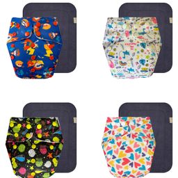 Dumbledo Premium Cloth Diaper with Leak-Proof, Absorbent 6-layer Black Insert - Dryfeel with Comfortable Fit for 3 Months to 3 Years, Pack of 4-13