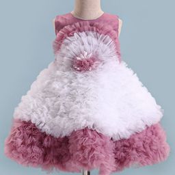 Enfance Sleeveless Floral Applique Ruffle Detailed Flared Dress - Onion Pink-image-39