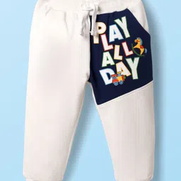 Babyoye 100% Cotton Knit Full Length Lounge Pant With Text Print - White-picture-45