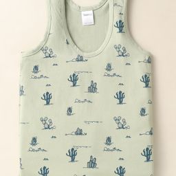Taeko Single Jersey Knit Sleeveless Vest With Cactus Print - Green-image-90
