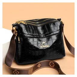 SYGA Women's Pu Leather Material With Crocodile Pattern , Sling Bag (Black)-14