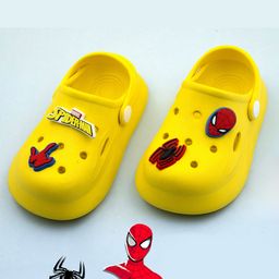 Marvel by Yellow Bee Perforated Clogs With Avengers Featuring Spiderman Charms - Yellow-picture-26