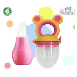 The Cheeky Kidzz Baby Nasal Nose Aspirator Vacuum Nose Suction Sucker Cleaning Pump Tool With Fresh Fruit Vegetable Food Nibbler Teether BPA Free (MULTI-COLOUR)-9