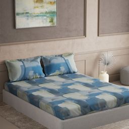 DDecor Blue Abstract Printed 180 TC Cotton Double King Bedsheet Set 2.74 m x 2.74 m-picture-45
