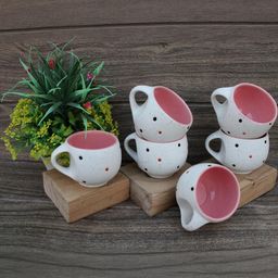 laghima jadon White Textured Ceramic Glossy Cups Set of Cups and Mugs-40
