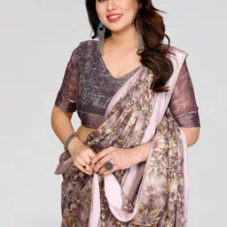 Moda Rapido Women Grey Floral Printed Poly Georgette Designer Saree-picture-45