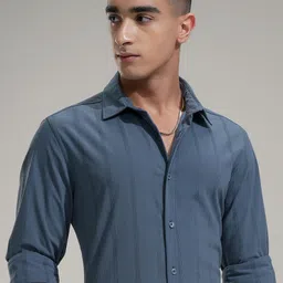 HIGHLANDER Men Comfort Fit Spread Collar Textured Casual Shirt-picture-45