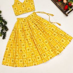 DHRUV CREATION Girls Printed Ready to Wear Lehenga &-18